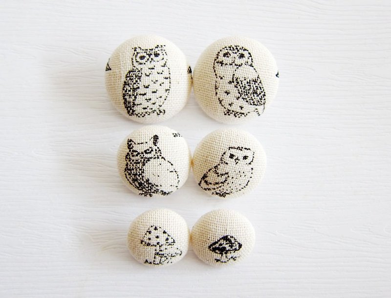 Cloth button button knitting sewing handmade material owl DIY material - เย็บปัก/ถักทอ/ใยขนแกะ - ผ้าฝ้าย/ผ้าลินิน สีดำ