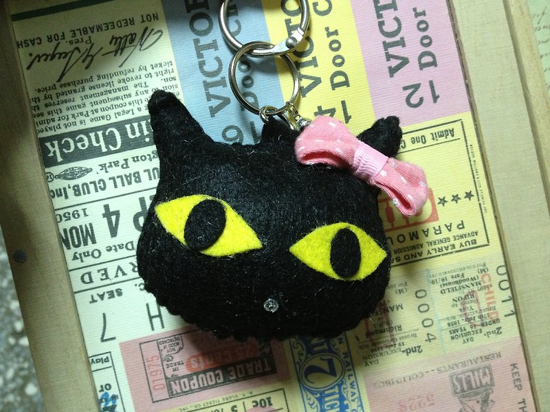 Tweety key ring-black cat (soft pressure can make a sound) - Keychains - Other Materials 