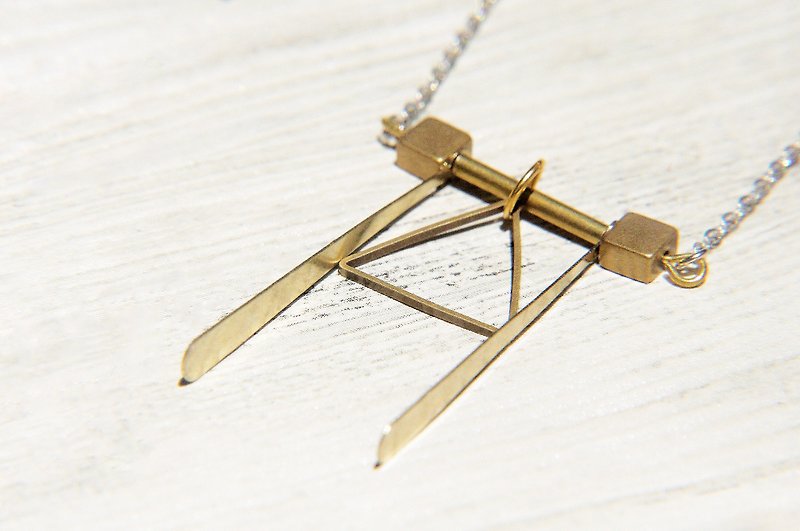 / Simple sense / Bronze French design short long chain necklace - geometry triangle - สร้อยคอ - โลหะ สีทอง