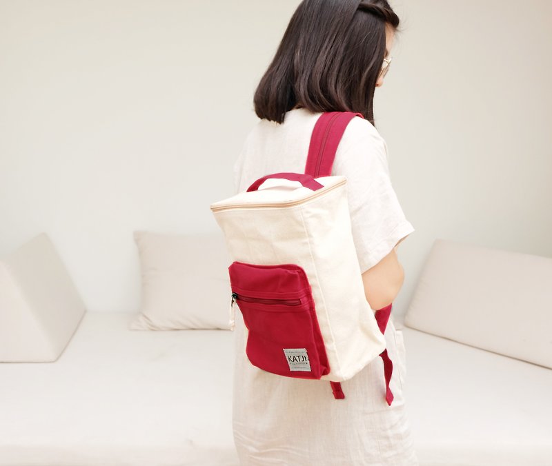 ::母親節快樂:: 今天一起去郊遊:: Katji 水桶包 - 紅白色 - 背囊/背包 - 其他材質 紅色
