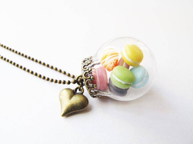 ＊Rosy Garden＊ Colorful French dessert macaron glass ball necklace - Chokers - Clay Multicolor