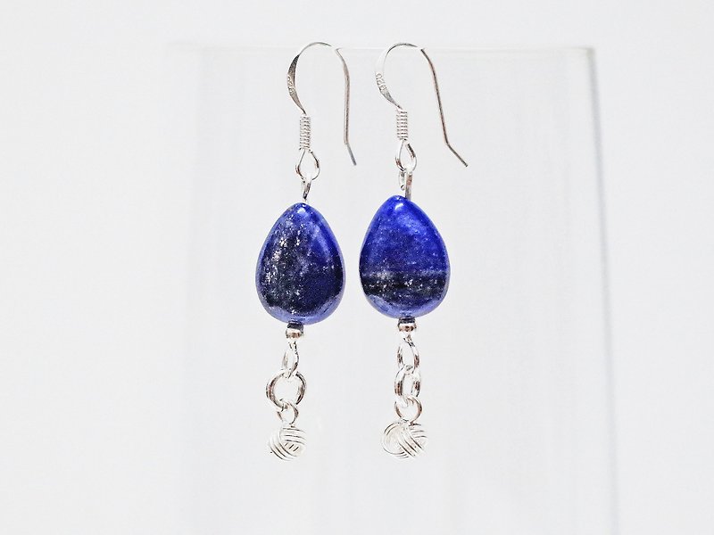 閃爍青金石 925純銀耳環 - 耳環/耳夾 - 其他金屬 藍色