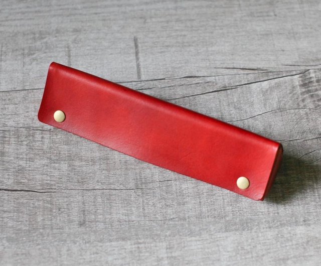 RED LEATHER Designer Pencil Case