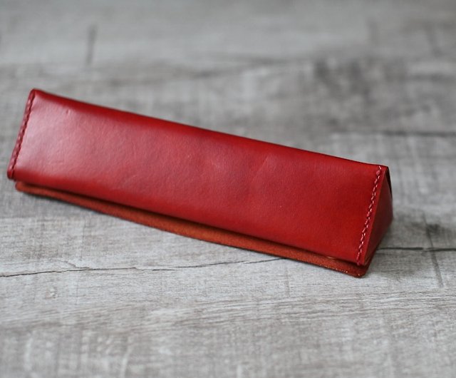 RED LEATHER Designer Pencil Case