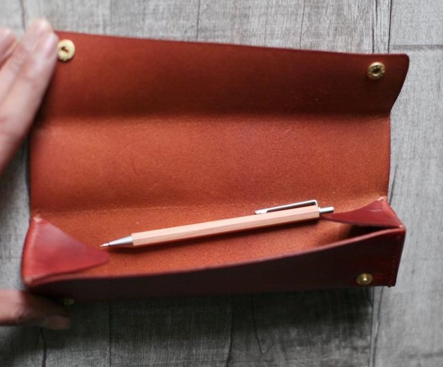 RED LEATHER Designer Pencil Case