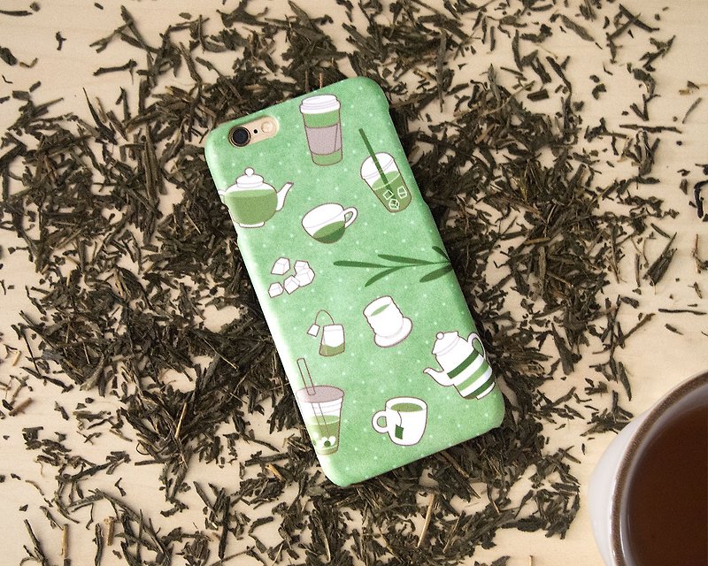 Green Tea iPhone case 手機殼 เคสมือถือชาเขียว - Phone Cases - Plastic Green