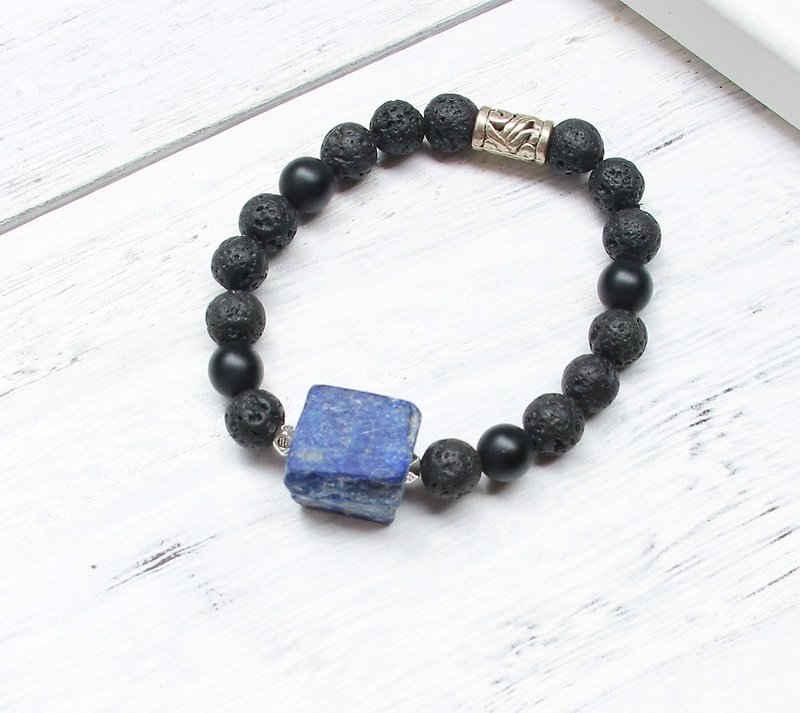 [Fitter] Afghanistan lapis lazuli original stone bracelet natural stone hand - Bracelets - Gemstone 