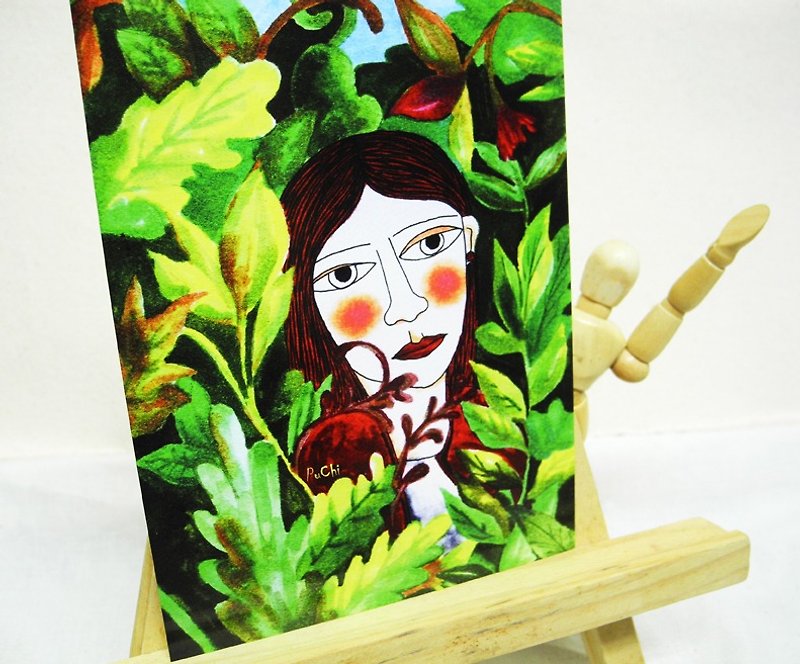 PuChi/Self-Portrait/Girl/Postcard/People - Cards & Postcards - Paper Green