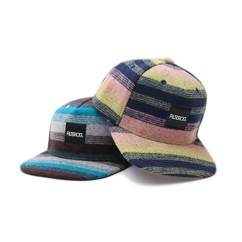 Filter017 Horizontal Stripe Wool Cap 毛料橫紋工作帽 - 帽子 - 其他材質 多色