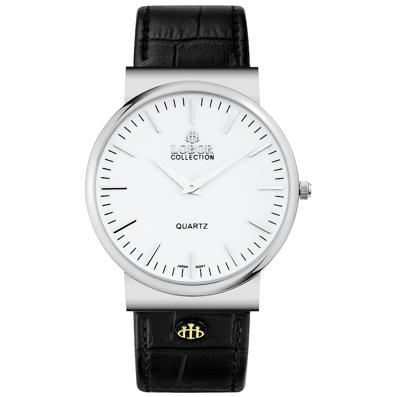 NATTY BYWARD BLACK 日本機芯 不鏽鋼打磨 意大利皮帶 香港製造 LOBOR 中性手錶 - 女裝錶 - 防水材質 黑色