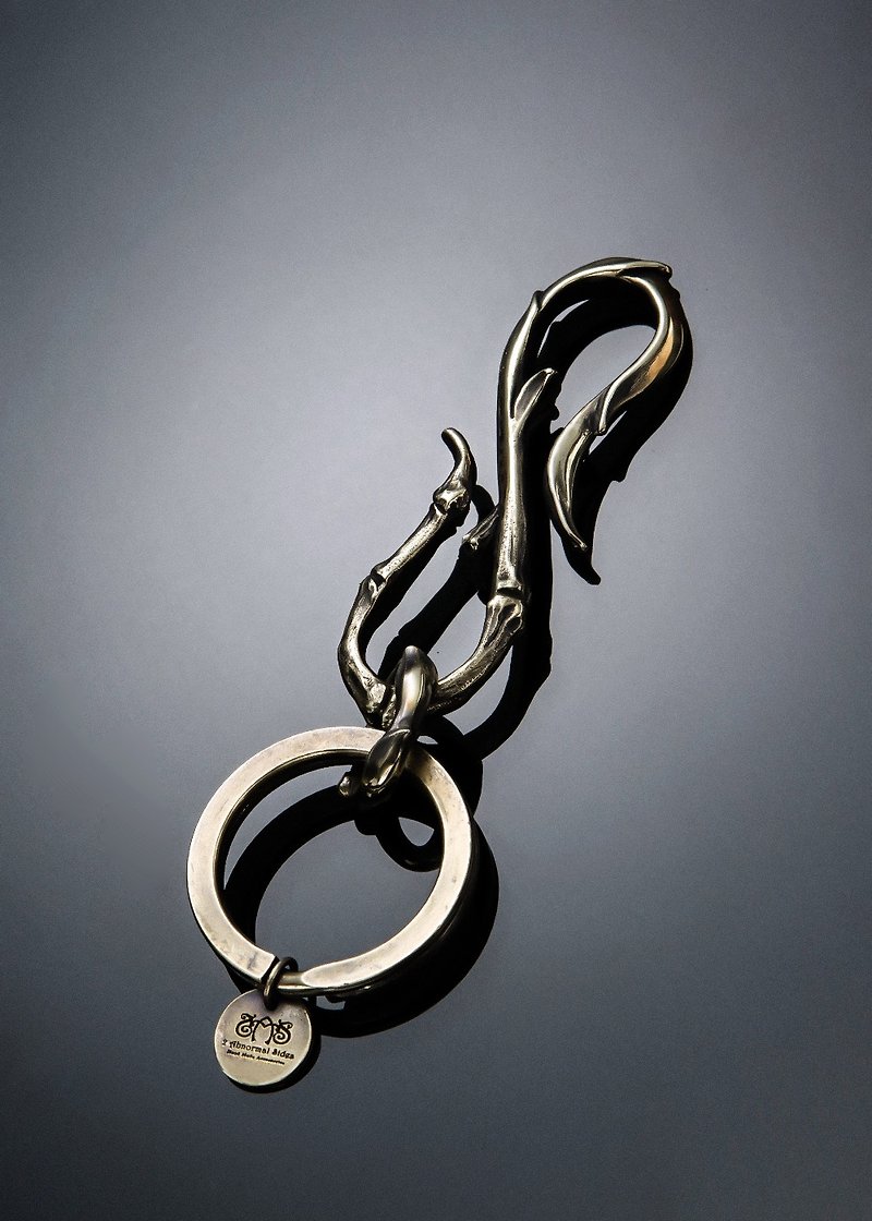 Marrow Key Chain | Bone petal simple streamlined key ring (L) - Keychains - Copper & Brass Gold