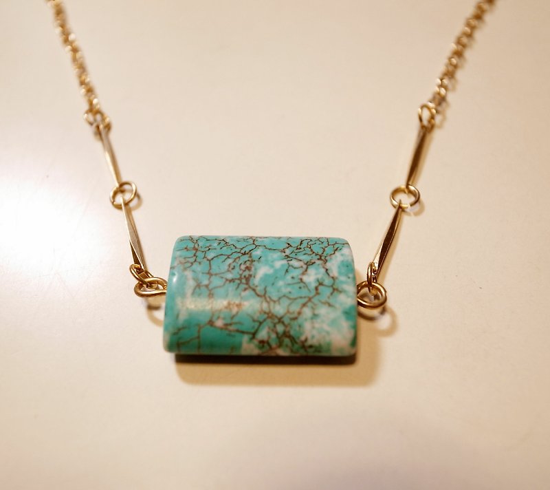 Aqua Turquoise Semi- Gemstone Necklace - Necklaces - Other Materials Blue