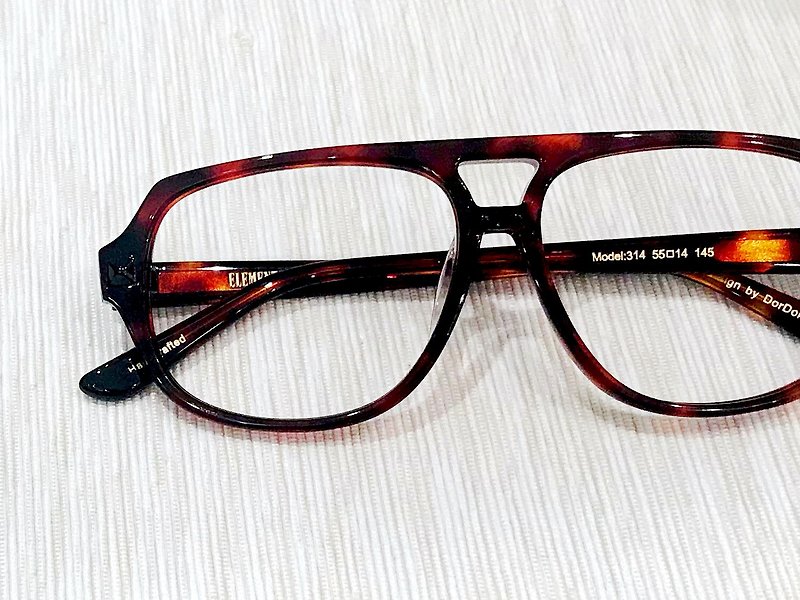 (無庫存)Brown Tortoise Color Aviator eyeglasses frame eyewear Handmade in Japan - Glasses & Frames - Other Materials Brown