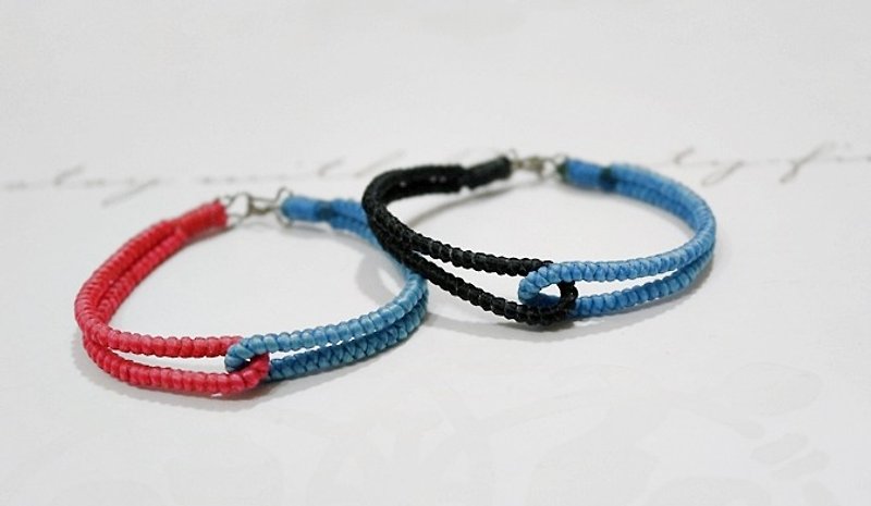 Thai silk wax line type <double line bridge> // can choose color // - Bracelets - Wax Red