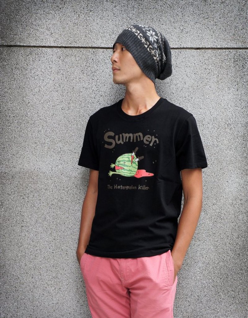西瓜籽籽 Tshirt　男生黑色 - 男 T 恤 - 棉．麻 黑色