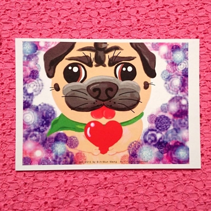Pug Postcard-True Love - การ์ด/โปสการ์ด - กระดาษ ขาว