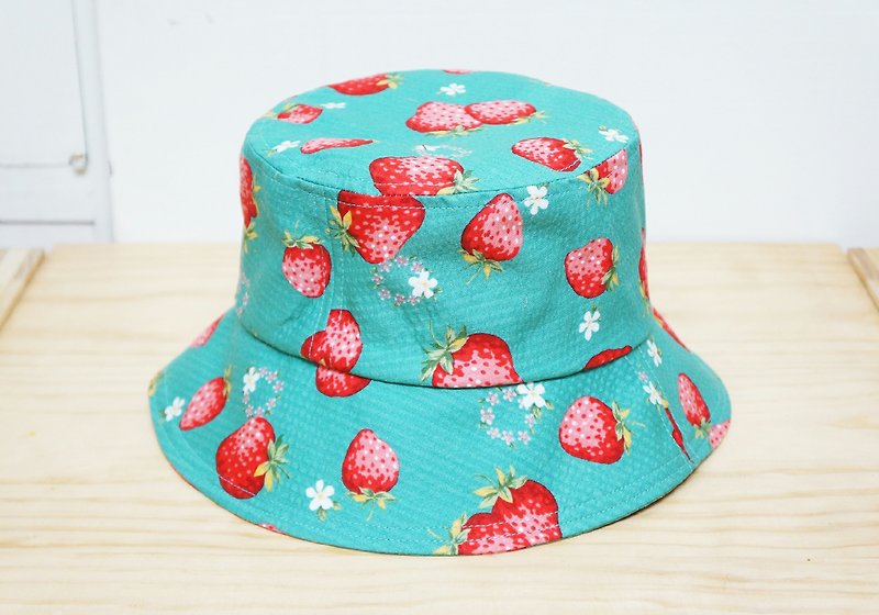 好春日漁夫帽 | 去採草莓吧 - หมวก - วัสดุอื่นๆ สีเขียว