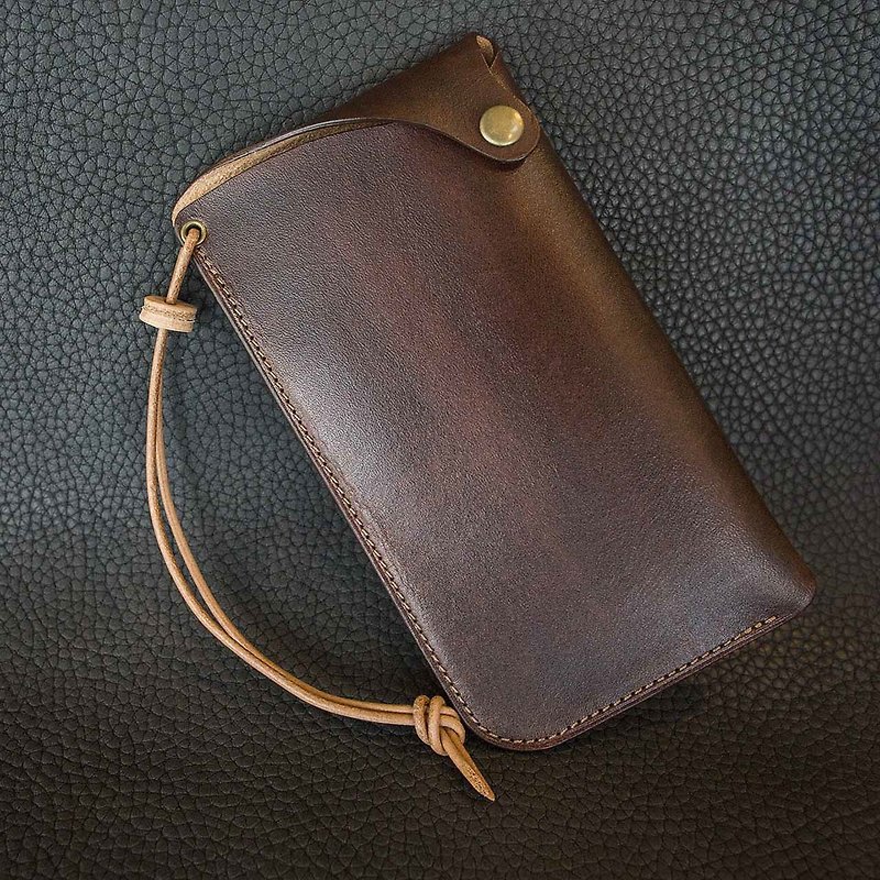 isni[leather rope phone case] cocoa design/applicable within 5.2-inch phone,handmade leather - เคส/ซองมือถือ - หนังแท้ สีนำ้ตาล