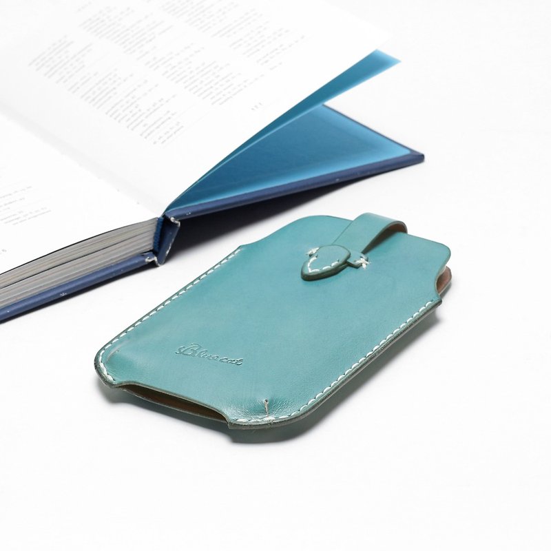 Rustic iPhone手機套－裝手機殼用∣海洋藍手染植鞣牛皮革∣多色 - 手機殼/手機套 - 真皮 藍色