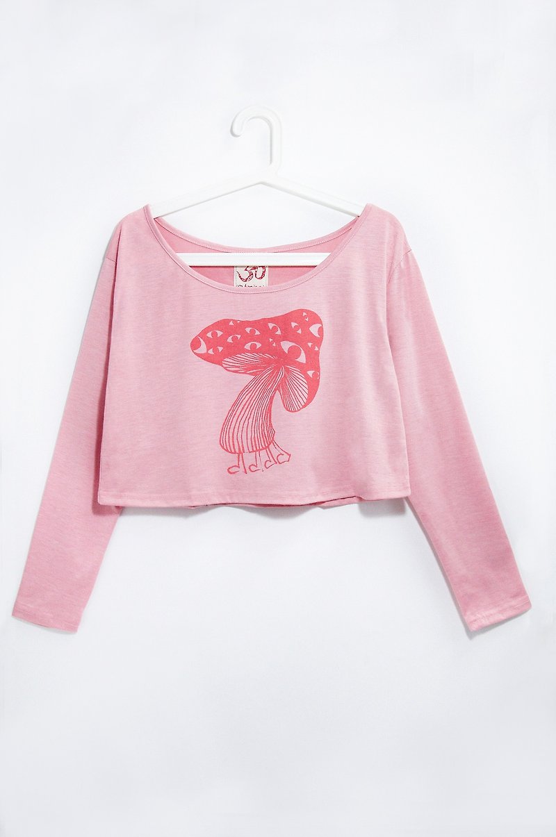 Multi-layered short-sleeved long-sleeved shirt-Nepal wild gooseberry (Lotus root powder) - Women's T-Shirts - Cotton & Hemp Pink