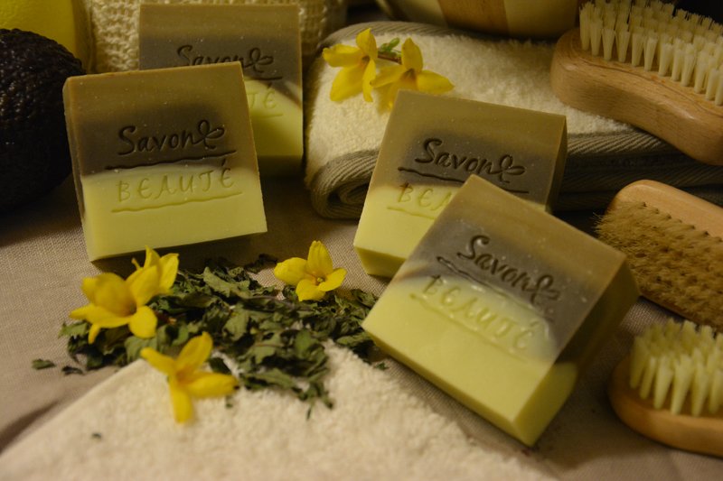 [Savon Beauté-莎媞作坊] 檸檬薄荷洗髮皂(短髮)/洗臉皂 - 臉部清潔/洗面乳/卸妝 - 植物．花 咖啡色