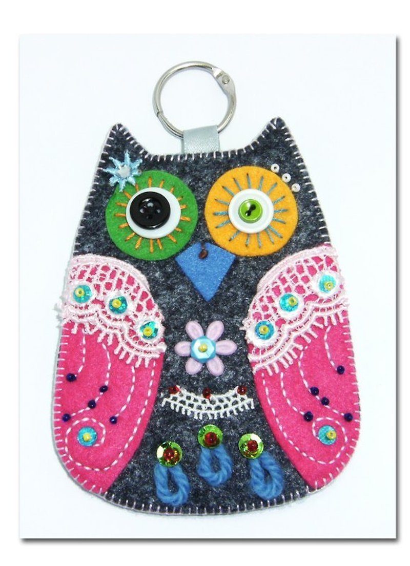 Owl Card Holder - Grey Peach - ที่ใส่บัตรคล้องคอ - วัสดุอื่นๆ สีเทา