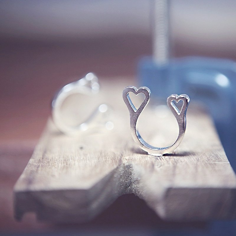 Double Heart Ring, 2 heart ring, Two Heart Ring, Adjustable Double Open Heart - General Rings - Other Metals 