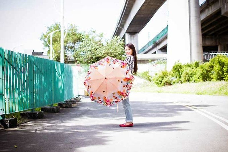 COPLAY Design Package | umbrella watercolor flowers - ร่ม - วัสดุกันนำ้ สีส้ม