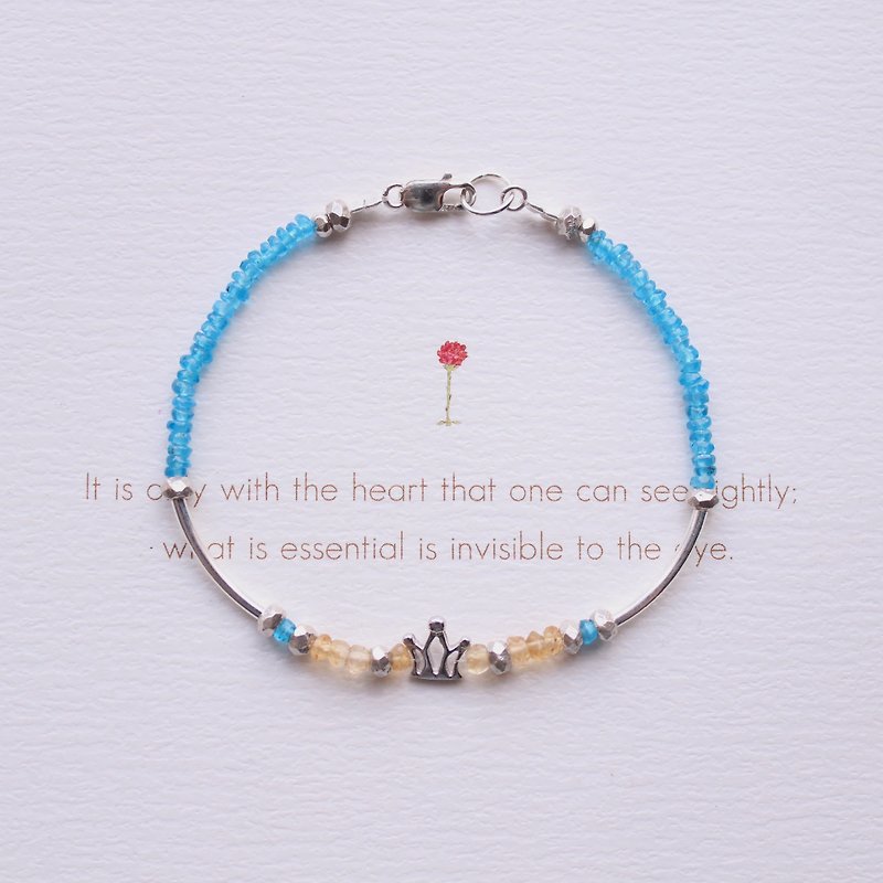 Journal (The Little Prince Le Petit Prince) - The Little Prince / silver hand-made, apatite, natural stone hand Bracelet - Bracelets - Other Materials Blue