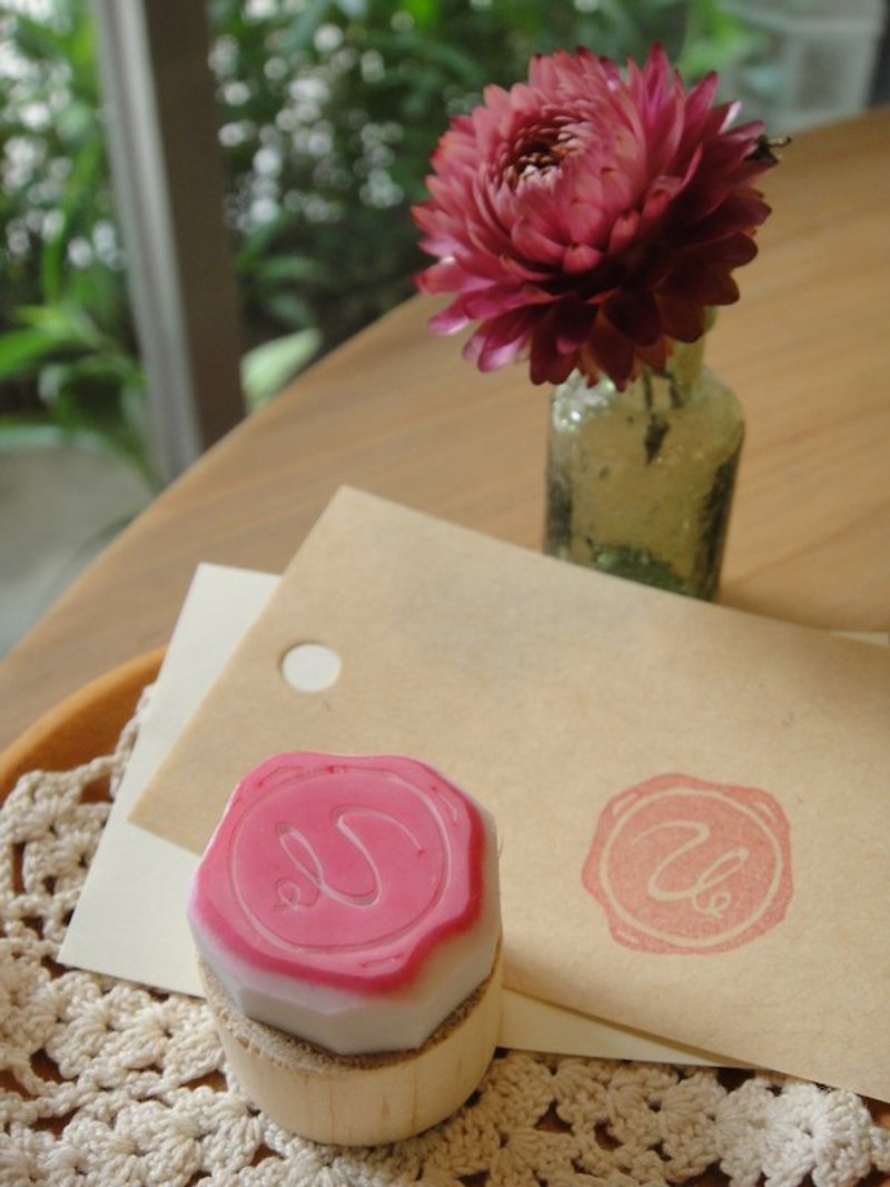 Handmade Rubber Stamp- Wax Seal (No. 1 U) - Other - Other Materials Red