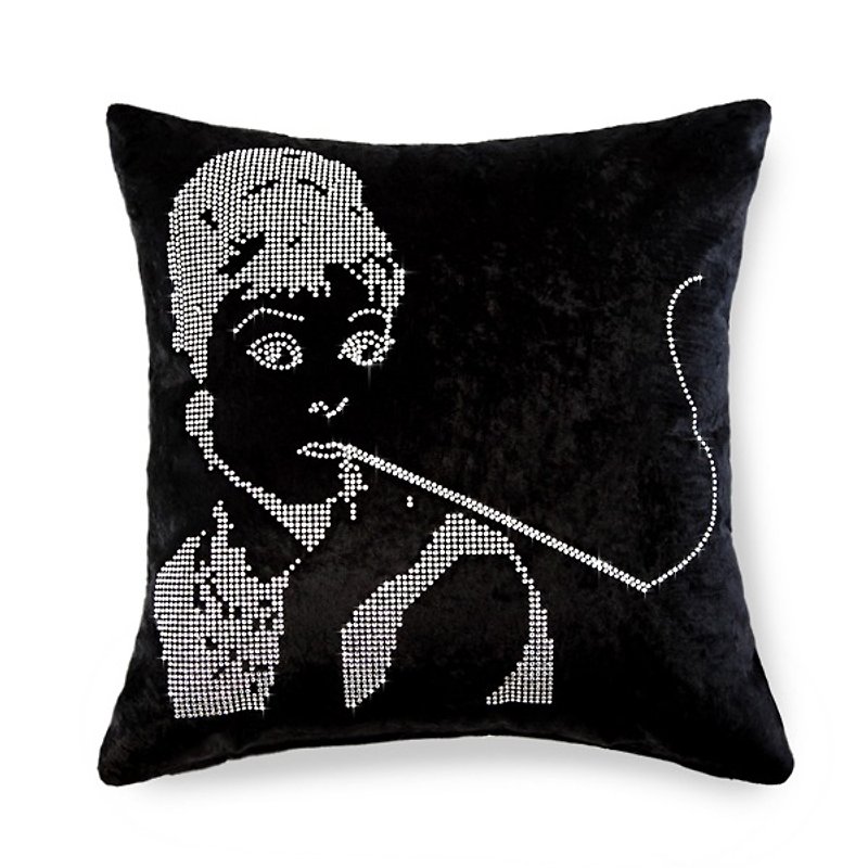 [GFSD] Rhinestone Collection-Celebrity Portrait Series Pillow [Audrey Hepburn] - หมอน - วัสดุอื่นๆ สีดำ