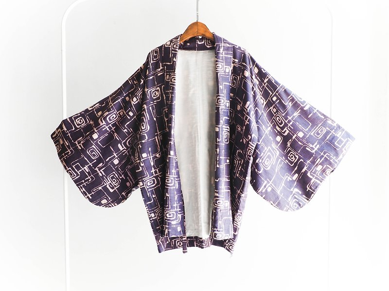 River Hill - Alice sleepwalking psychedelic antique Japanese kimono jacket feather woven vintage - Women's Tops - Other Materials Purple