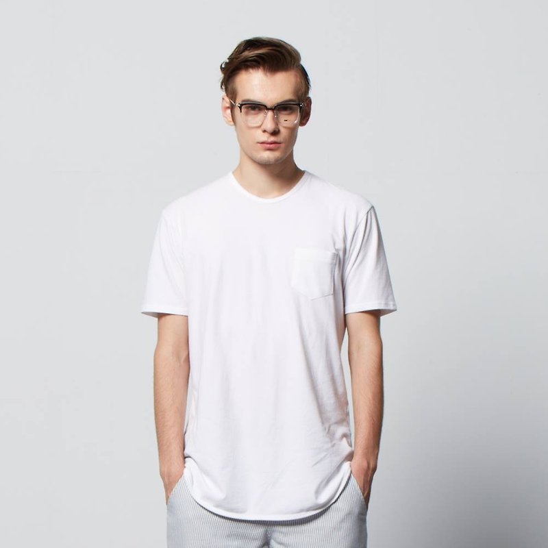 Stone'As T-shirt (LONG) / ロングバージョンのホワイトTee Tシャツ - Tシャツ メンズ - その他の素材 ホワイト