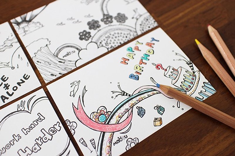 Maotu-Coloring Cards - Cards & Postcards - Paper White
