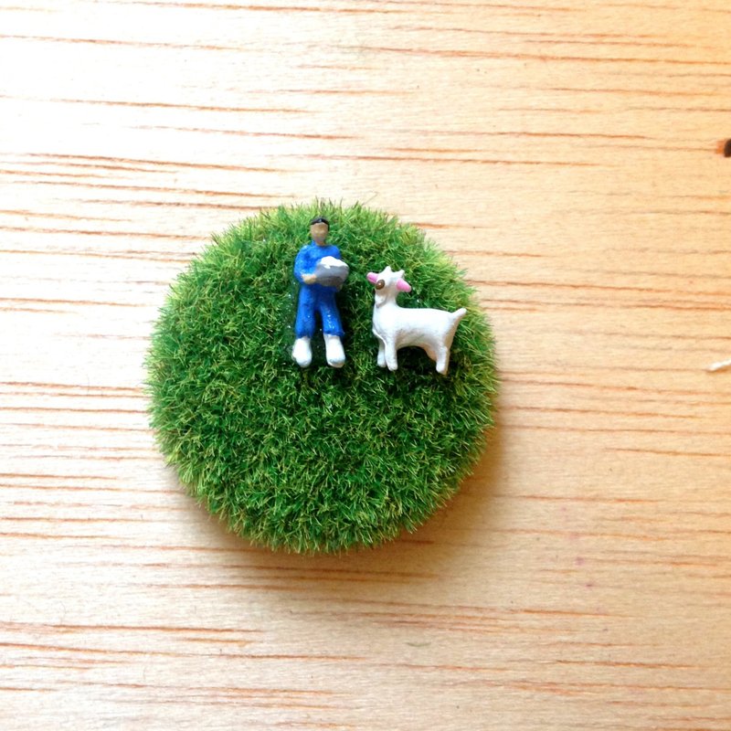 [Mini farm] brooches mini-farm small turf really playful pin -03 - เข็มกลัด - วัสดุอื่นๆ สีเขียว