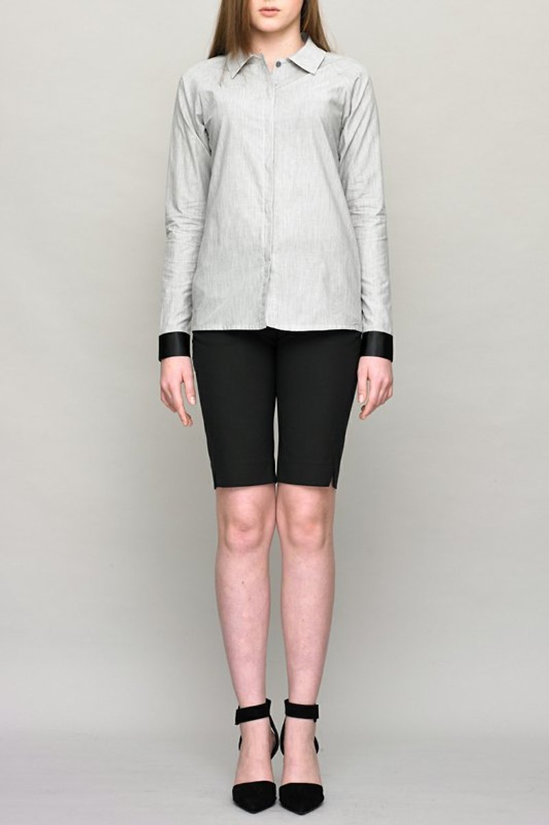 Raglan Sleeve Shirt - เสื้อเชิ้ตผู้หญิง - วัสดุอื่นๆ สีเทา
