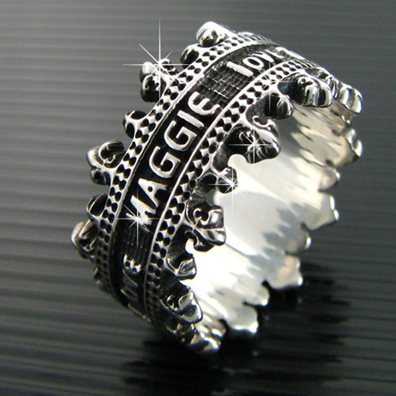 Customized.925 Sterling Silver Jewelry RCW00002-Crown Name Ring - แหวนทั่วไป - โลหะ 