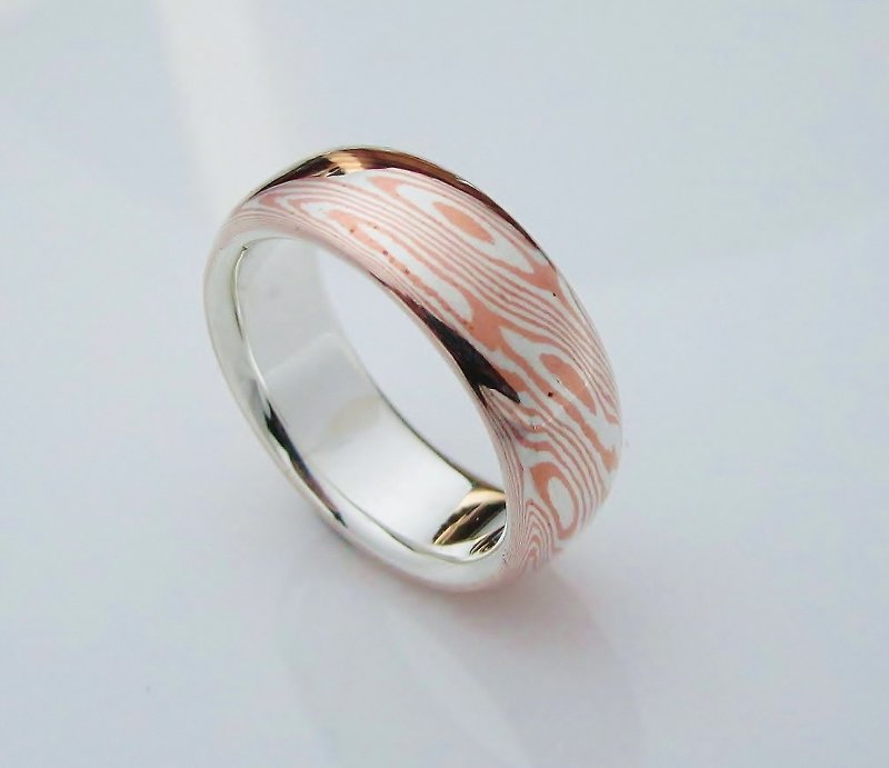 Element 47 Jewelry studio~ mokume gane ring 26  (silver/copper) - แหวนคู่ - โลหะ หลากหลายสี