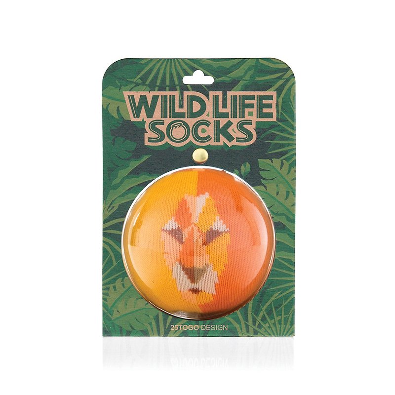 WILDLIFE SOCKS_Wild Animal Socks_Lion - ถุงเท้า - วัสดุอื่นๆ สีส้ม