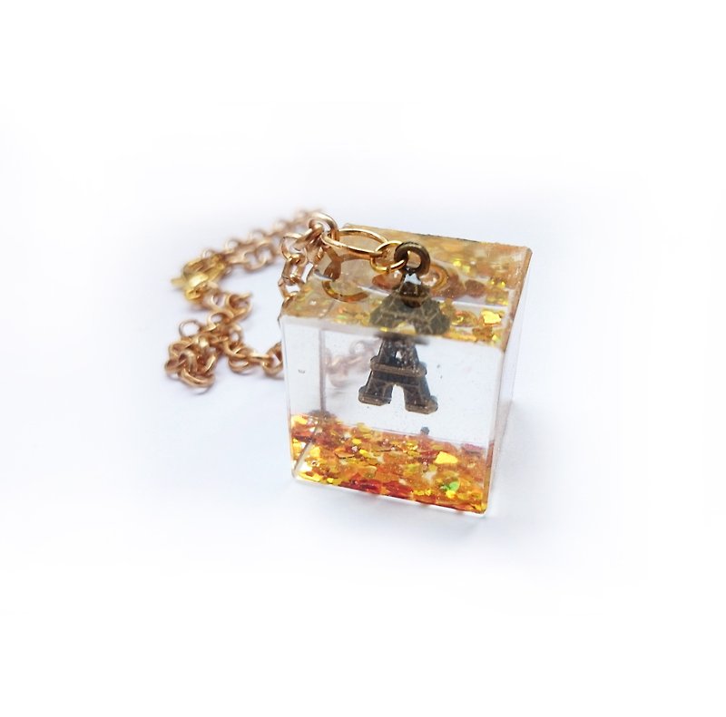 Epoxy golden cube tower bracelet - Bracelets - Silicone Gold