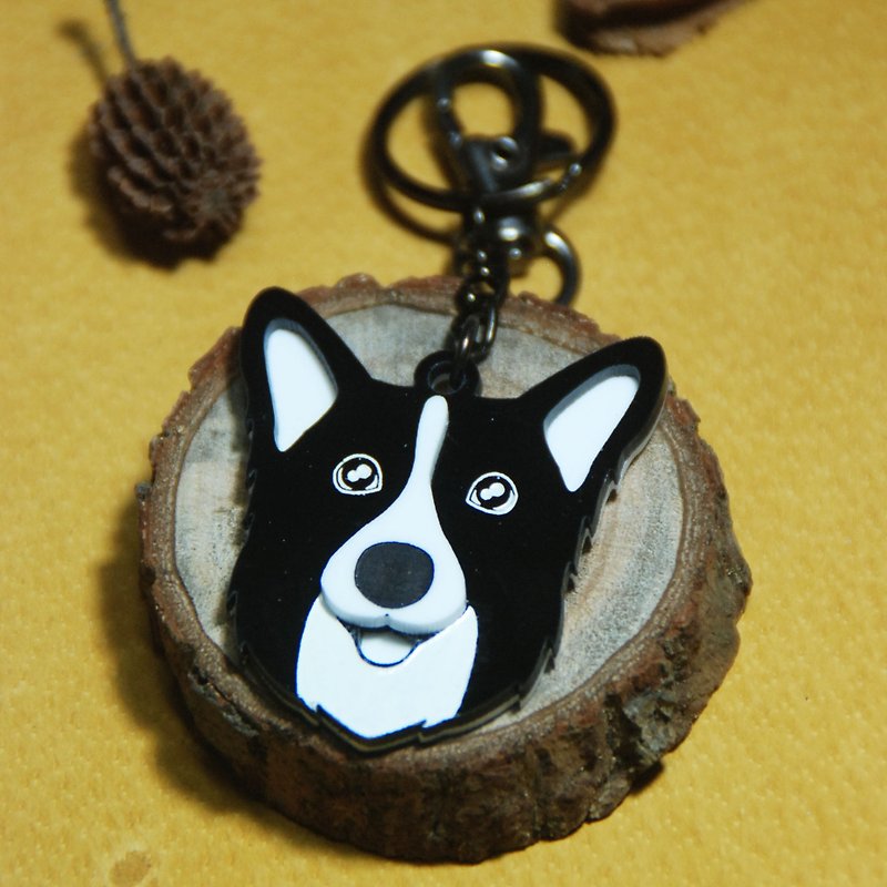 Hairy child with key ring/border collie - Keychains - Acrylic Black