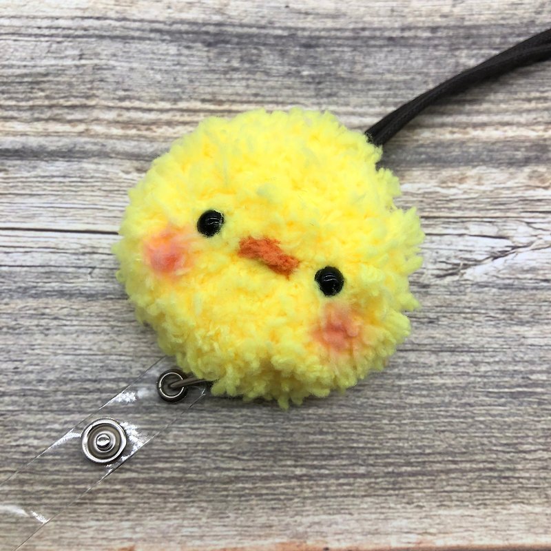 Yellow Duckling - Retractable Identification Card Ticket Holder Card Set Wool Weaving Small Object Document Set Work Permit - ID & Badge Holders - Other Materials Yellow