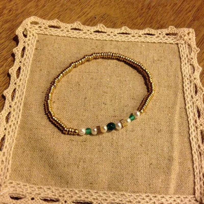 Lucky Bracelet -Green Agate au Pearl Green Pearl Ma Naozuo - สร้อยข้อมือ - เครื่องเพชรพลอย สีเขียว