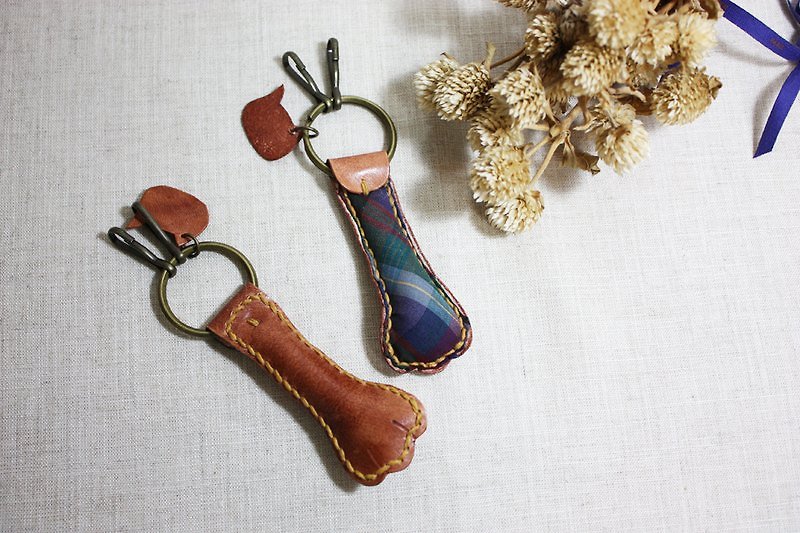 Cat in the garden - catlike key ring - Other - Genuine Leather Brown