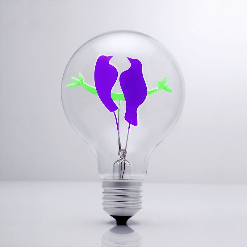 DarkSteve - Bird Couple - Vintage Light Bulb - Edison Style G80 E26 Screw Filament Decorative Light Bulbs #1 Unique Gift - Lighting - Glass Purple