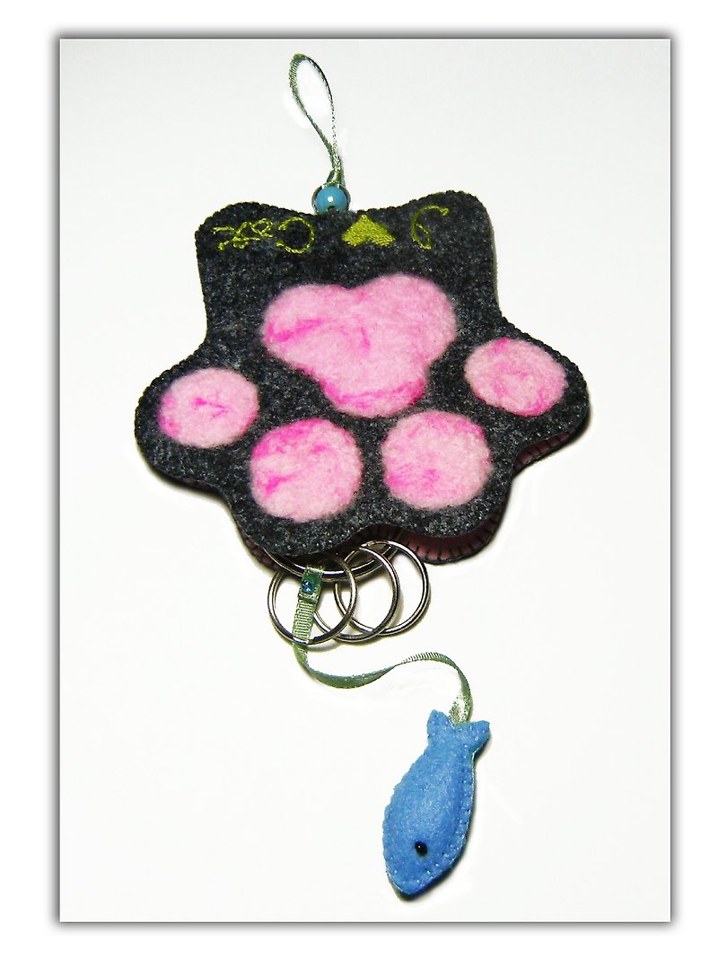 Key Holder-Grey Cat Paw - Keychains - Other Materials Gray