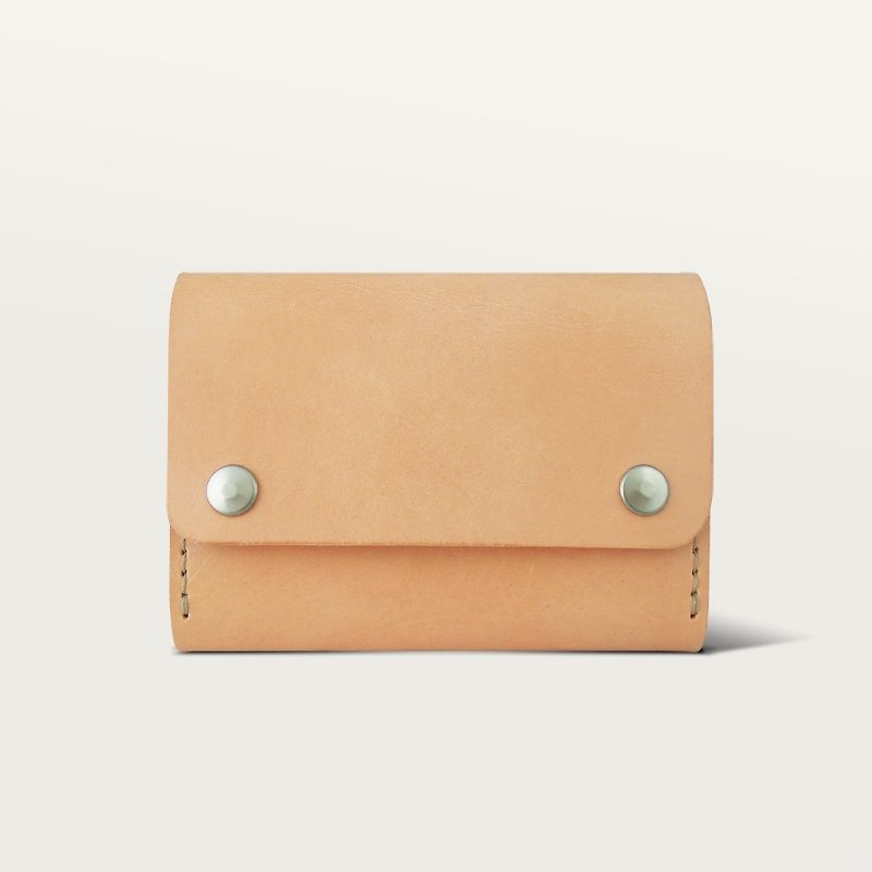 Double Buckle Wallet/Wallet--Original Leather Color - กระเป๋าสตางค์ - หนังแท้ สีส้ม