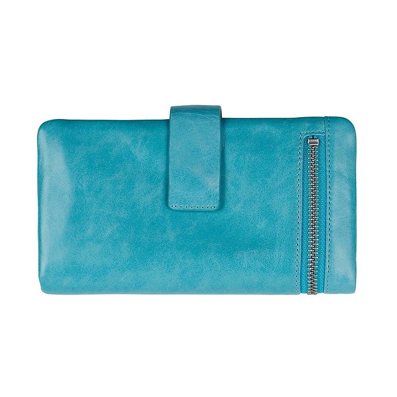 ESTHER Clip _Pool / Blue - กระเป๋าสตางค์ - หนังแท้ สีน้ำเงิน