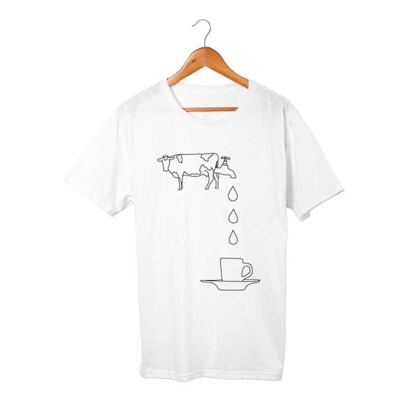 milk T-shirt - เสื้อฮู้ด - ผ้าฝ้าย/ผ้าลินิน ขาว
