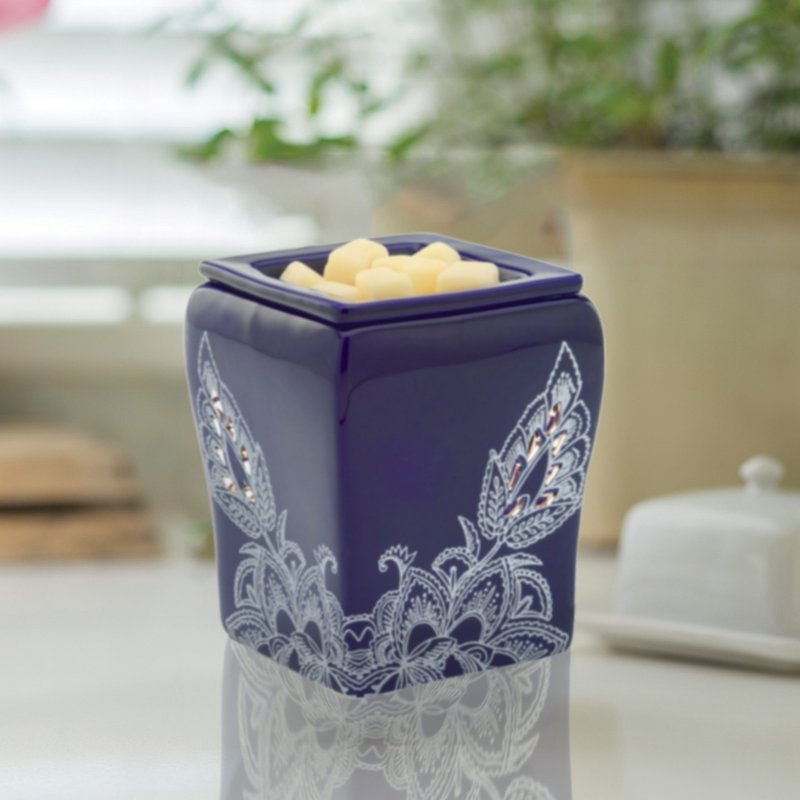 [] VIVAWANG melting wax aromatherapy warm station (navy blue). Security, home fragrance, beautiful ceramics. - Candles & Candle Holders - Other Materials Blue